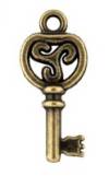 Металлическая подвеска Ключ, цвет Античная т. бронза