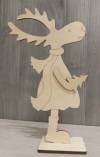 Фанерная фигурка на подставке для декора, 30,5см, Лось девочка с елочкой
