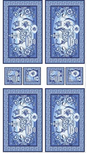 Ткань для пэчворка, панель, 60х110см, коллекция Лазурное чудо голубой