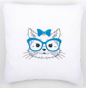 Набор для вышивания подушки Кошка в синих очках