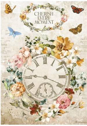   Stamperia 4 Garden of Promises cherish every moment clock