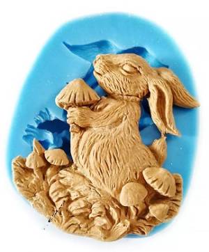 Молд силиконовый Заяц (кролик) с грибами